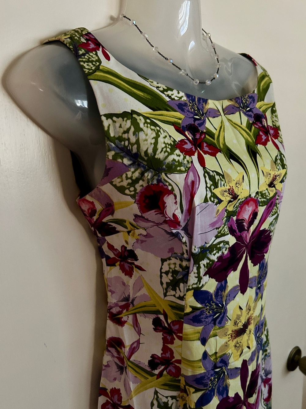 London Times Floral Shift Sleeveless Dress in Yellow, Purple, Green, Black - Picture 3 of 14